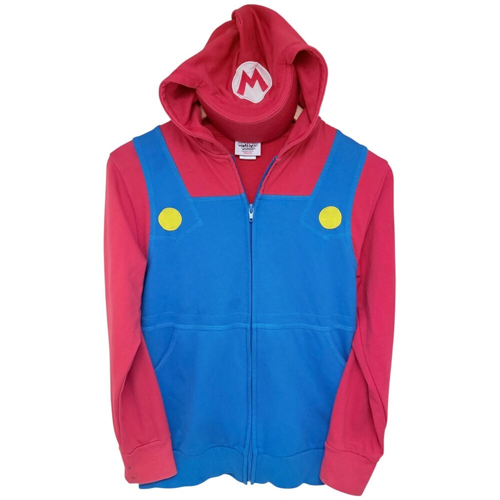 Super Nintendo World Mario Youth L Zip Hoodie Red Blue Universal Studios